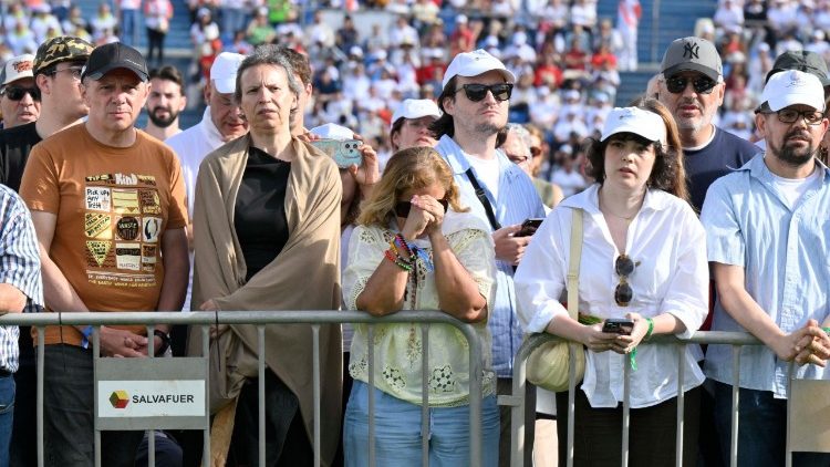 Tens of thousands of the faithful gathered for the Mass