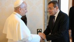 O fundador da Comunidade Católica Shalom, Moysés Azevedo, com o Papa Leão XIV.