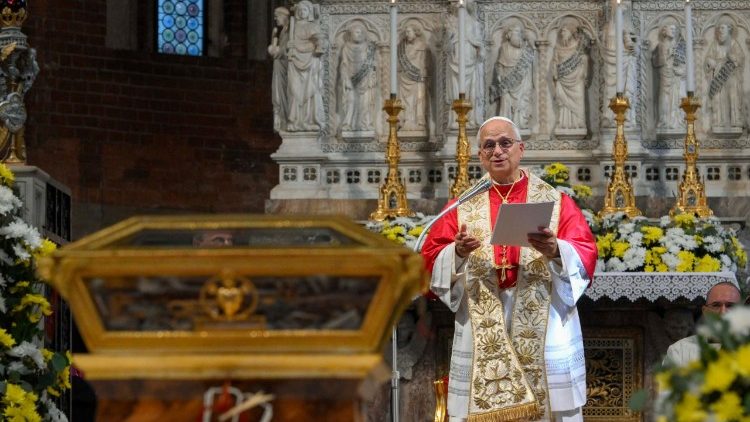 Papst Leo XIV. beim Wortgottesdienst in Pavia