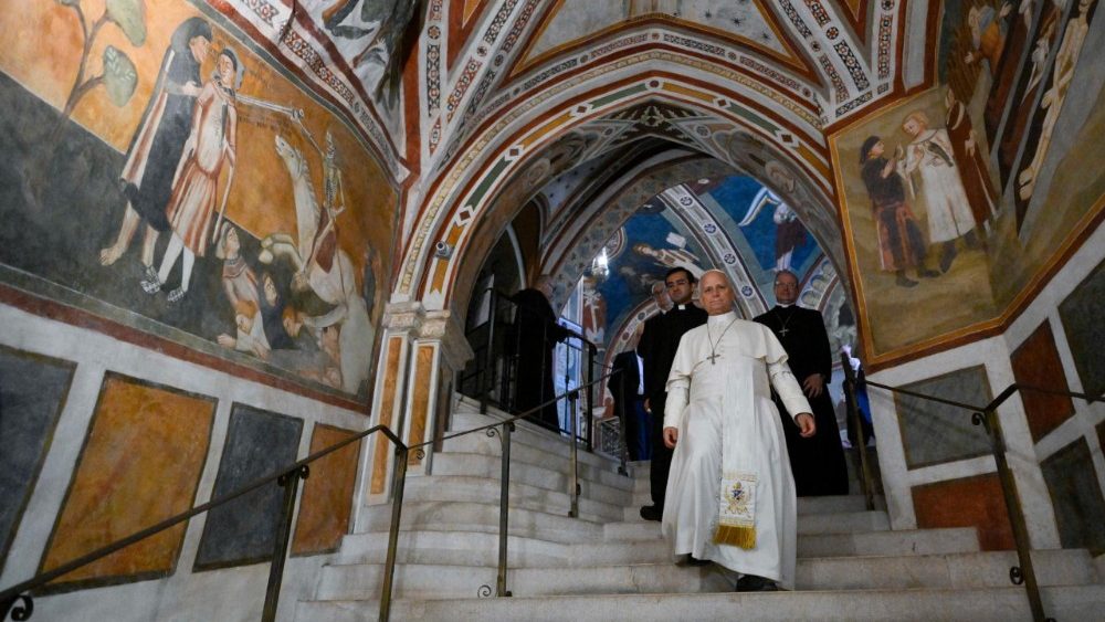 Le Pape aux monastère de Saint-Benoît et Sainte-Scholastique, à Subiaco ce mercredi 22 juillet 2026.