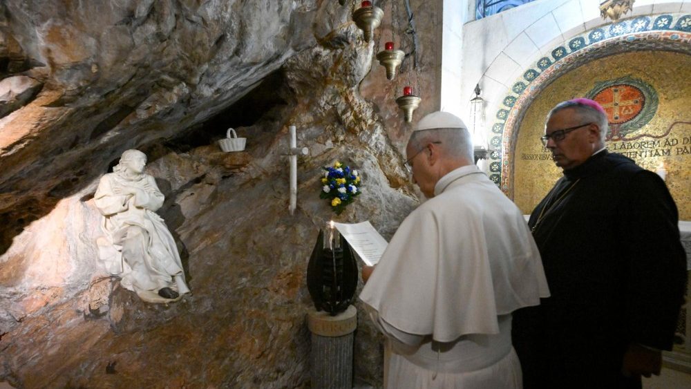 Le Pape aux monastère de Saint-Benoît et Sainte-Scholastique, à Subiaco ce mercredi 22 juillet 2026.