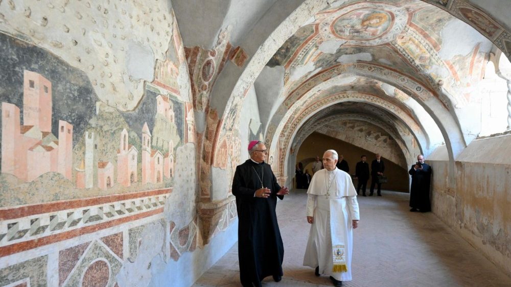Le Pape aux monastère de Saint-Benoît et Sainte-Scholastique, à Subiaco ce mercredi 22 juillet 2026.