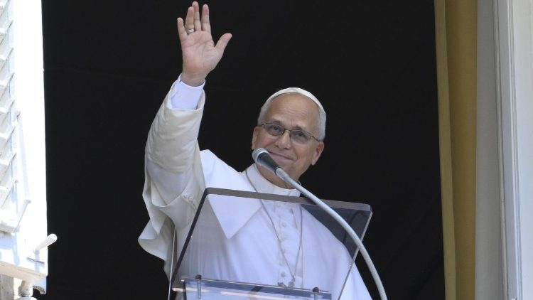 Pope Leo greets the crowds at today's Angelus