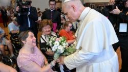 Pope Leo greets people who are sick, persons with disabilities and people living in poverty assisted by Caritas.