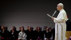 Pope Leo during his greeting to participants of the Rimini Meeting