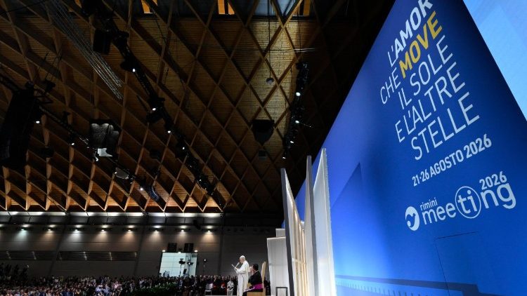 El Papa Le&oacute;n dirige su discurso a los participantes en el Meeting de R&iacute;mini