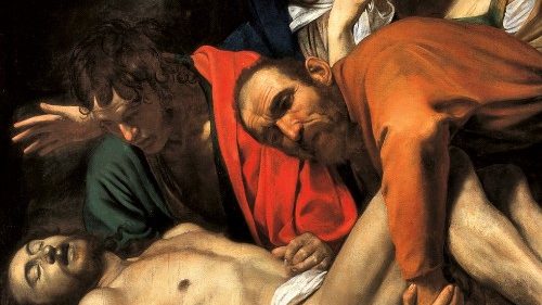 Michelangelo Merisi da Caravaggio, Uložení do hrobu (detail), Vatikánská muzea