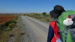 A pilgrim walking the Camino de Santiago
