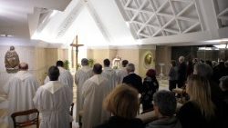 Pope Francis celebrates Mass at the Casa Santa Marta