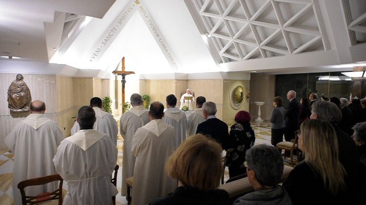Pope Francis celebrates Mass at the Casa Santa Marta