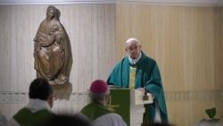 Pope Francis preaches at Mass in the Casa Santa Marta