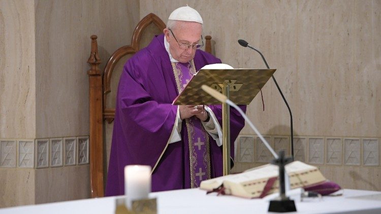 Pope Francis celebrates Mass at Casa Santa Marta