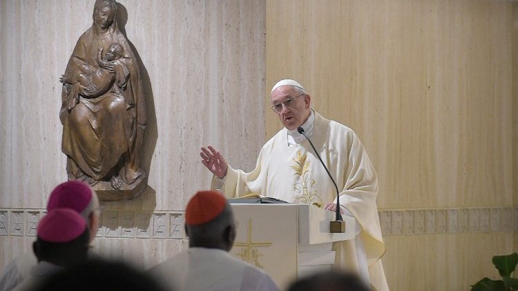 Pope Francis celebrates Mass at Casa Santa Marta
