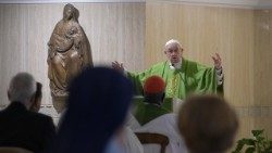 Pope Francis preaches at Mass in the Casa Santa Marta