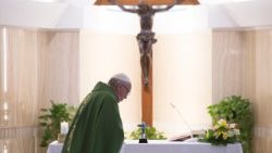 Pope Francis celebrates Mass at Casa Santa Marta