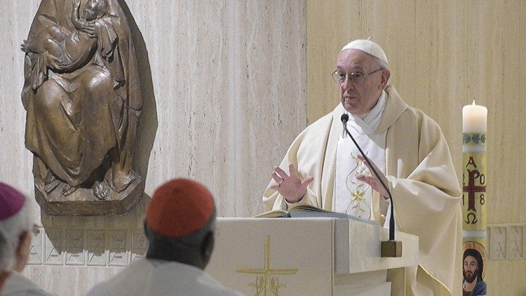 Pope Francis preaches at Mass in the Casa Santa Marta