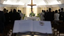 Pope Francis celebrates Mass at Casa Santa Marta