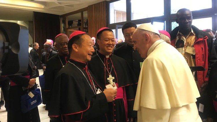 File photo of Pope Francis with some Chinese bishops
