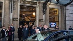 File photo of Pope Francis' visit to "Il Messaggero" headquarters in Rome on 8 December 2018