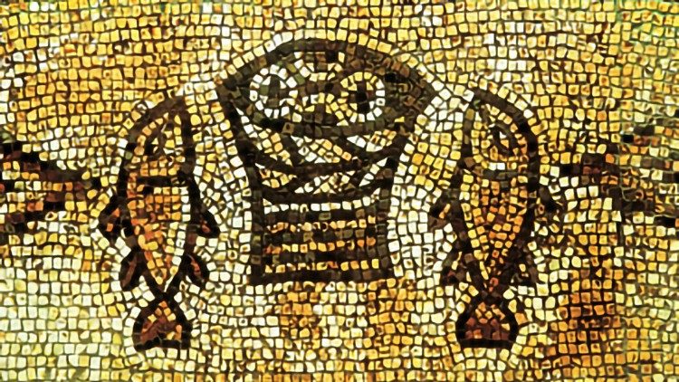 mosaico miracolo moltiplicazione pane e pesci
