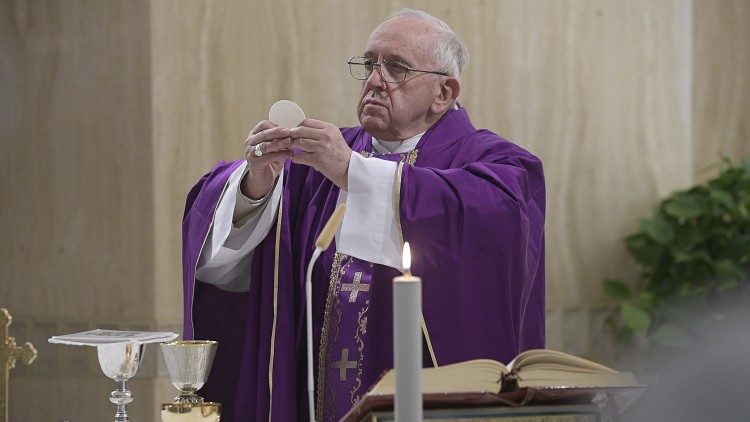 Pope Francis celebrates Mass at Casa Santa Marta