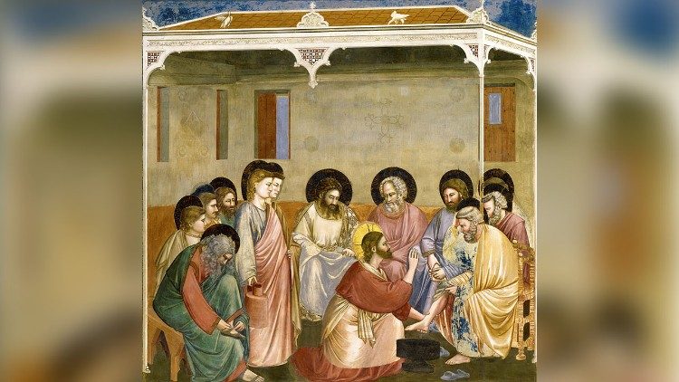 Giotto, Lavanda dei piedi, Storie della Passione, 1303-1305, Cappella degli Scrovegni, Padova 