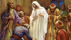 Thomas acknowledging Jesus as Lord and God (unknown artist).jpg