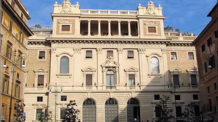 External facade of Rome's Pontifical Gregorian University in the center of Rome