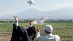 Pope Francis at the Khor Virap monastery during his visit to Armenia
