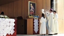 2019.09.02 ब्रेज़्जे में ख्रीस्तियों की सहायिका माता मरियम को धूप चढ़ाते हुए धर्माध्यक्ष सीवेक 