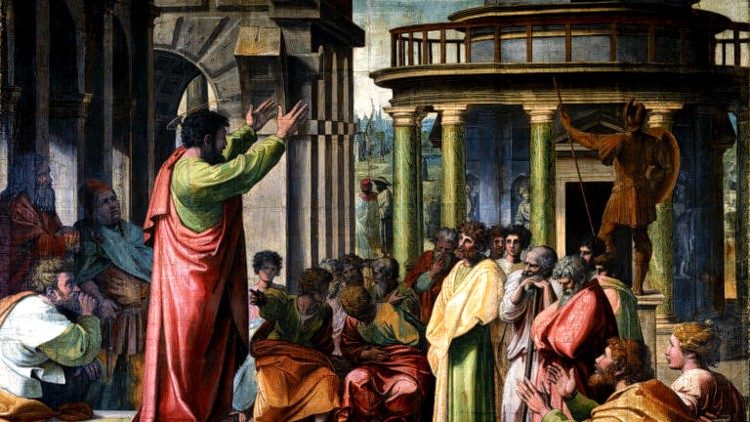 Для ілюстрацыі выкарыстаны твор Рафаэля "Пропаведзь святога Паўла на Арэапагу"