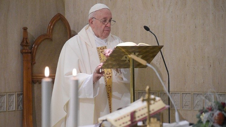 Papa Francesco durante l'omelia