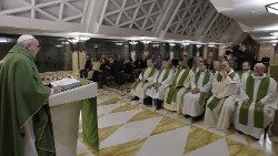 Pope Francis at Mass at Casa Santa Marta. 