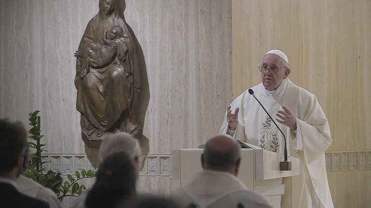 Pope Francis delivering his homily at Casa Santa Marta.