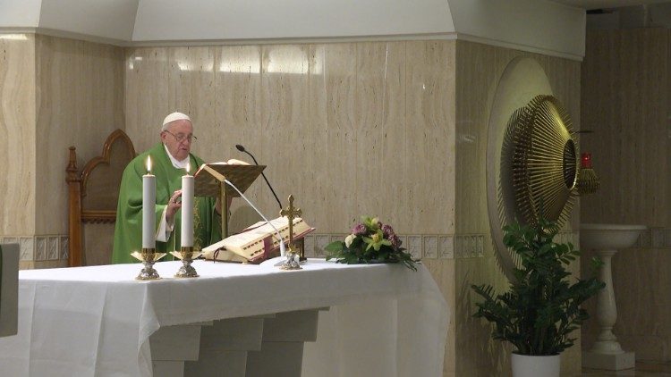 Pope Francis celebrates Mass at the Casa Santa Marta