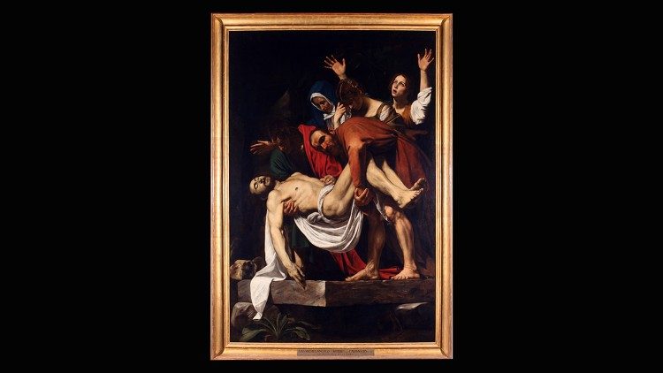Michelangelo Merisi detto il Caravaggio, Deposizione,  1602-1604, olio su tela 300×203 cm, Pinacoteca Vaticana, Città del Vaticano© Musei Vaticani