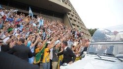 Pope Francis at the first World Youth Day of his pontificate, in Rio de Janeiro in 2013