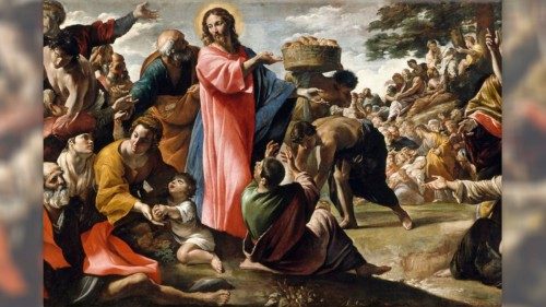 Sagrada Escritura: representação do milagre da multiplicação dos pães e dos peixes