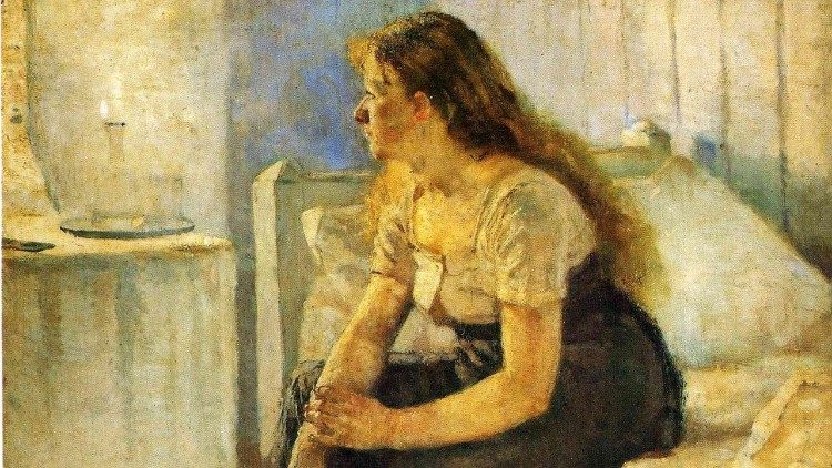 2020.11.04 Ragazza in meditazione. Preghiera all'alba. Mattina di Edvard Munch.