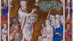 Naslednji dan je (Janez) zagledal Jezusa, da prihaja k njemu, in je rekel: »Glejte, Jagnje Božje, ki odjemlje greh sveta«.