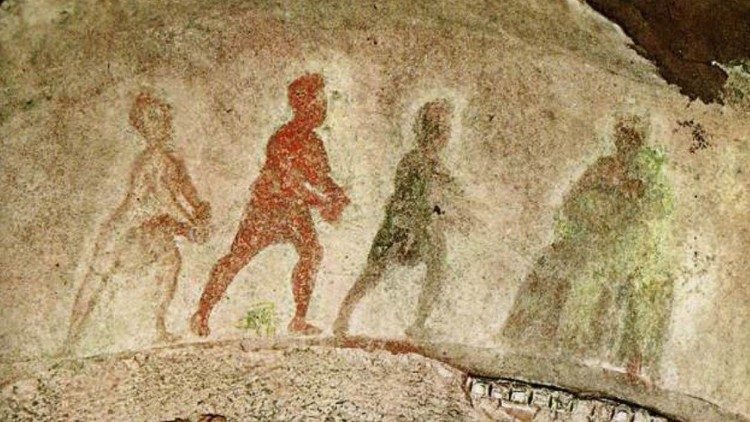 Vismennene på vei til Barnet. Fra Priscilla-katakombene i Roma