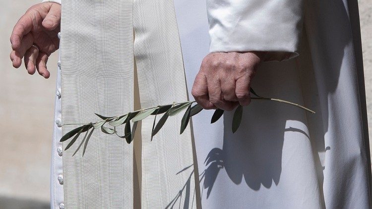 Папа Франциск с маслинова клонка, Палмова неделя през 2021 г.