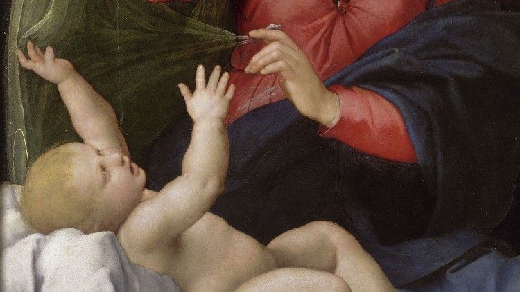 Detalj av «Madonna med slør» av Rafael 