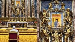 Paavi rukoili perinteisesti Santa Maria Maggioressa ennen matkaa