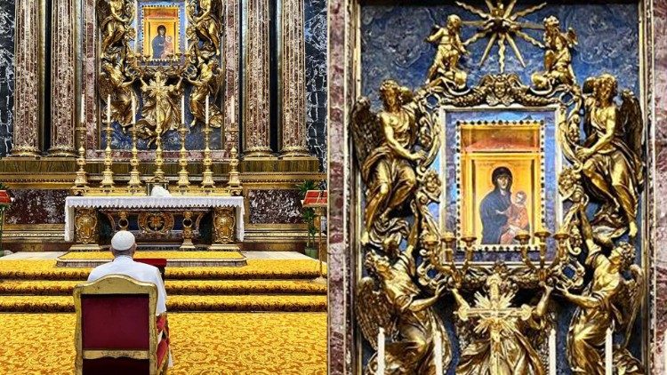 Paavi rukoili perinteisesti Santa Maria Maggioressa ennen matkaa