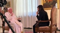 Pope Francis speaks with Lorena Bianchetti
