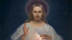 Obraz Jezusa Miłosiernego namalowany według wskazówek św. s. Faustyny, które otrzymała od Chrystusa