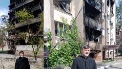 Wojenne zniszczenia w Irpieniu na Ukrainie