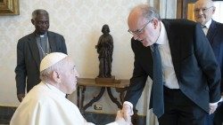  Joachim von Braun, Präsident der Päpstlichen Akademie der Wissenschaften, 2022 bei einem Treffen mit Papst Franziskus