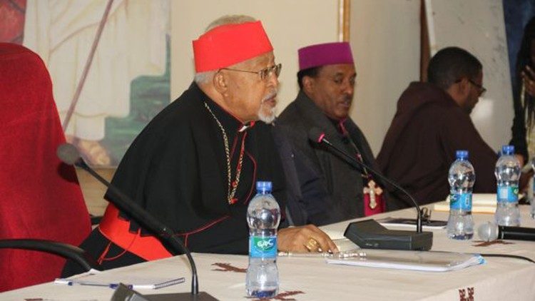 ብፁዕ ካርዲናል አቡነ ብርሃነኢየሱስ በጉባኤው ላይ ንግግር ሲያደርጉ